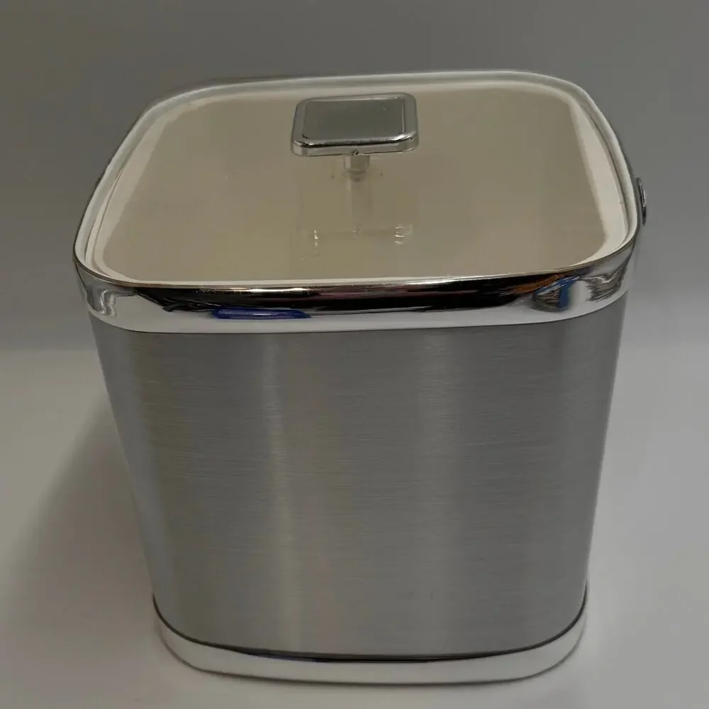 Vintage Culver Brushed Aluminum Ice Bucket Clear Acrylic Lid Barware USA